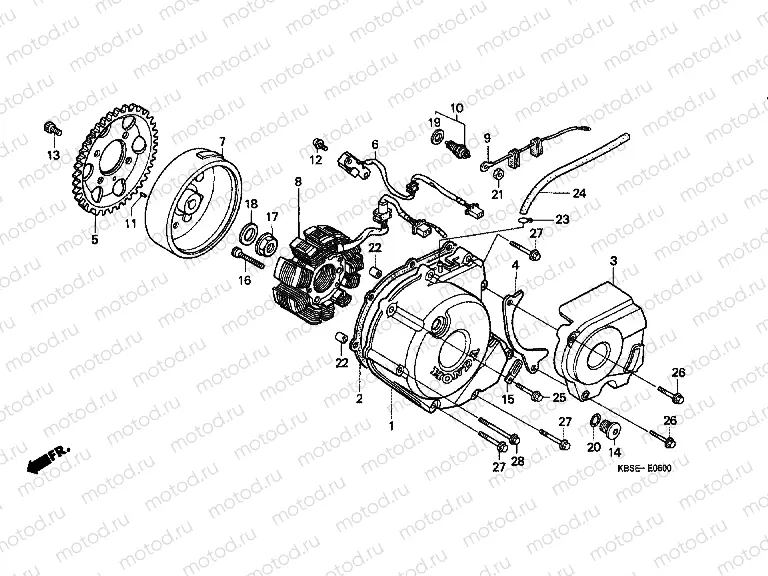 E-6 LEFT CRANKSHAFT COVER / GENERATOR