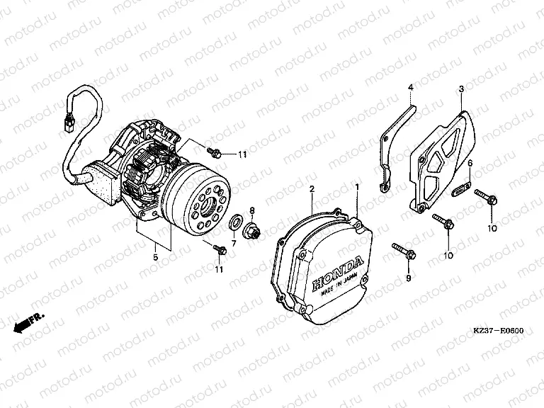 E-6 LEFT CRANKSHAFT COVER / GENERATOR