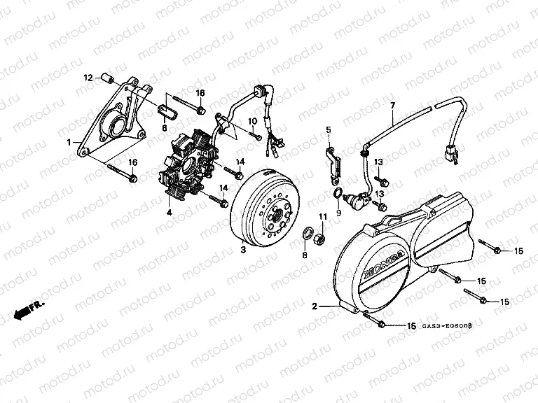 E-6 LEFT CRANKSHAFT COVER / GENERATOR