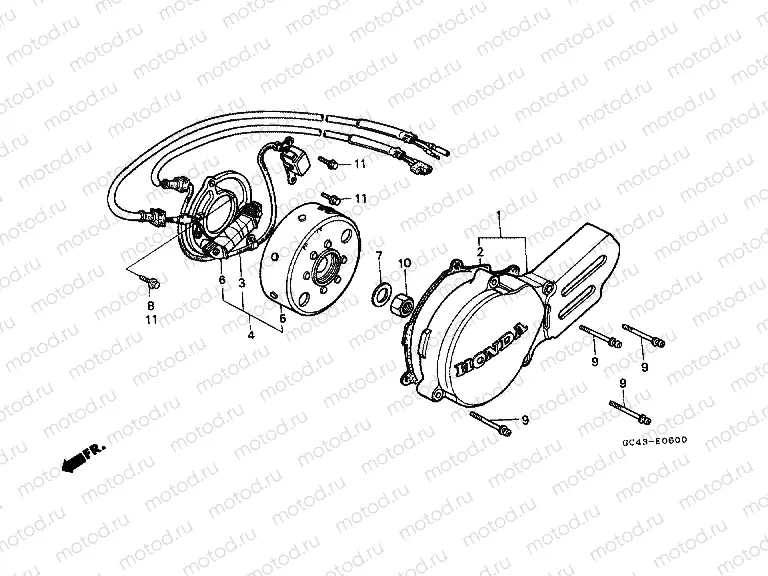 E-6 LEFT CRANKSHAFT COVER / GENERATOR