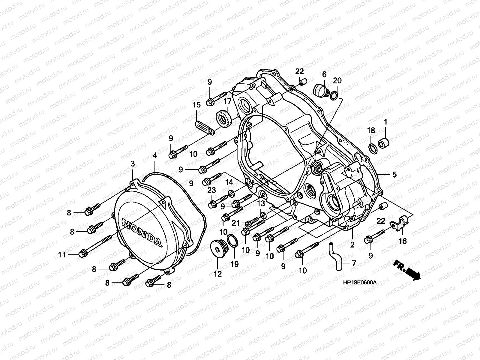 E-6 R. CRANKCASE COVER (TRX450R4,5)