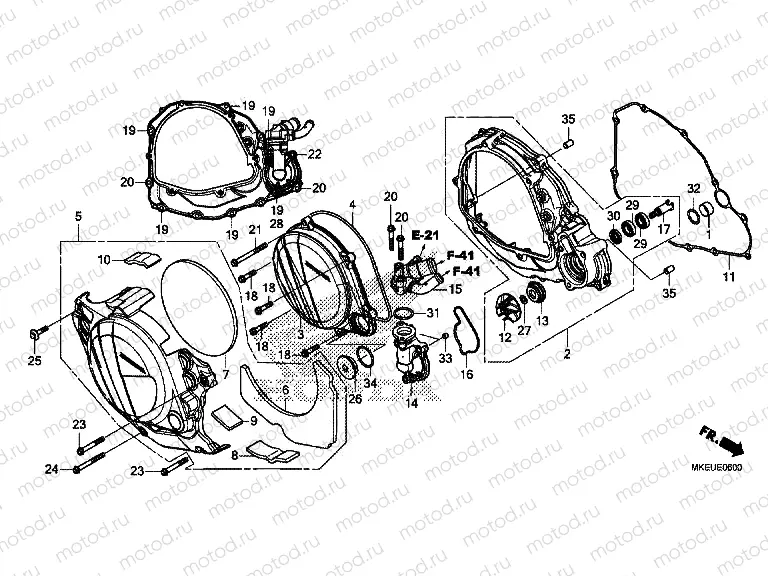 E-6 RIGHT CRANKCASE COVER/WATER PUMP