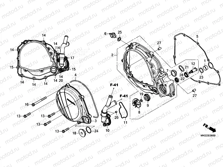 E-6 RIGHT CRANKCASE COVER/WATER PUMP
