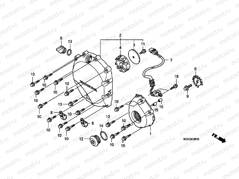 E-6 RIGHT CRANKSHAFT COVER