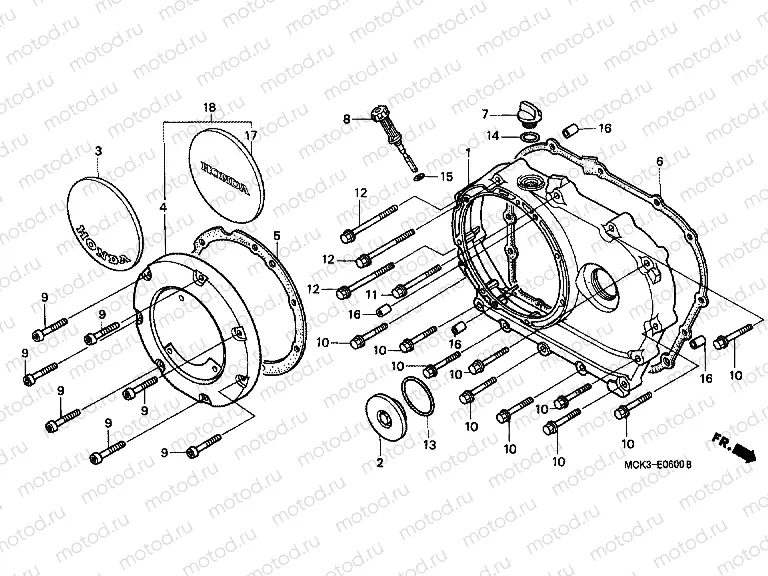 E-6 RIGHT CRANKSHAFT COVER