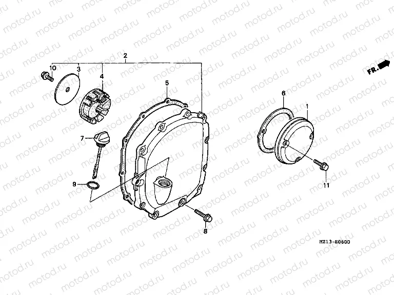 E-6 RIGHT CRANKSHAFT COVER