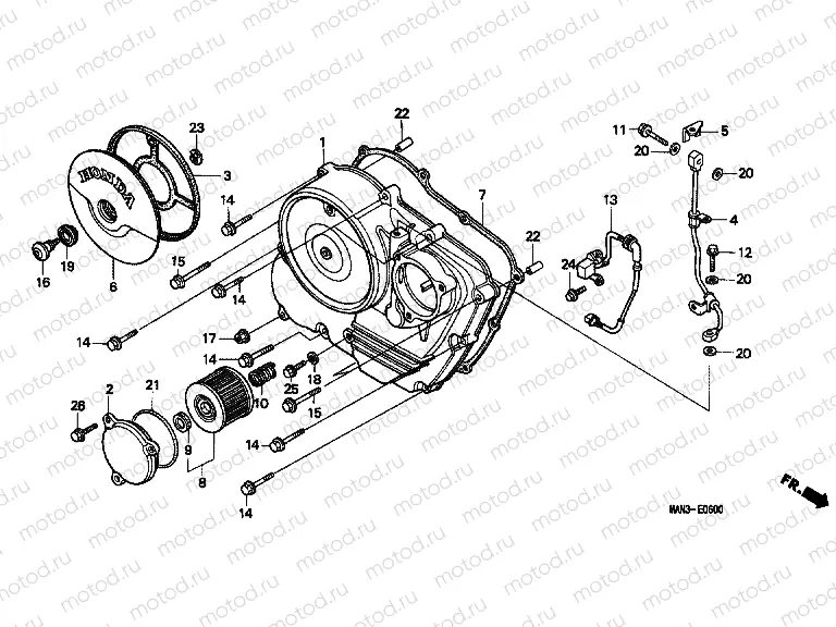 E-6 RIGHT CRANKSHAFT COVER