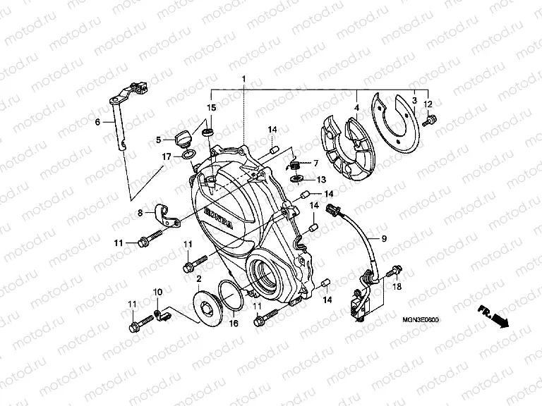 E-6 RIGHT CRANKSHAFT COVER