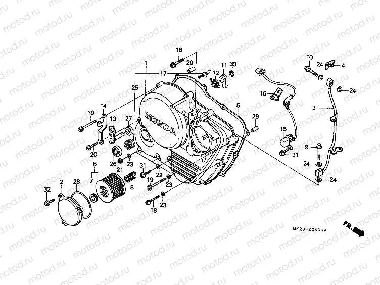 E-6 RIGHT CRANKSHAFT COVER