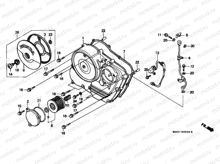 E-6 RIGHT CRANKSHAFT COVER