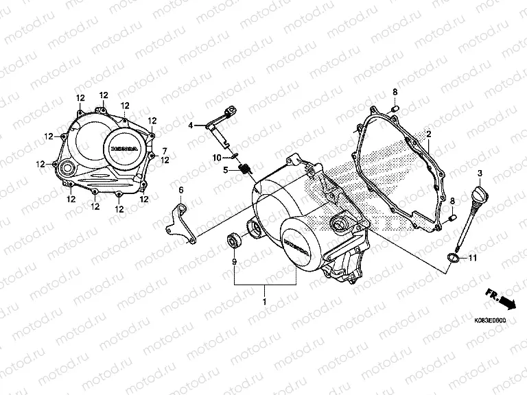 E-6 RIGHT CRANKSHAFT COVER