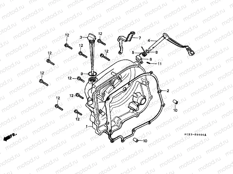 E-6 RIGHT CRANKSHAFT COVER (E / ED / F / G / SD / SW)