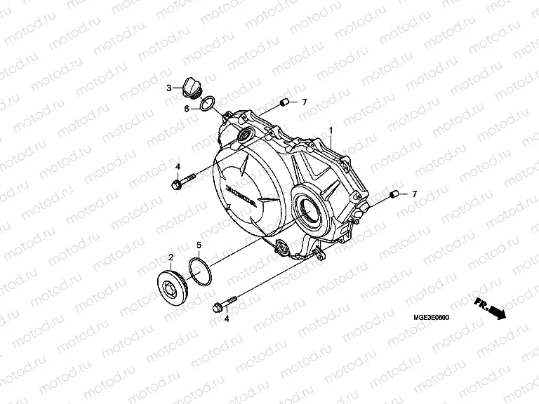 E-6 RIGHT CRANKSHAFT COVER (VFR1200F)