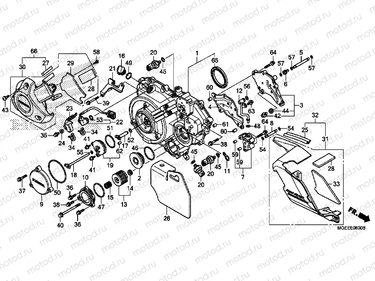 E-6 RIGHT CRANKSHAFT COVER (VFR1200FD)