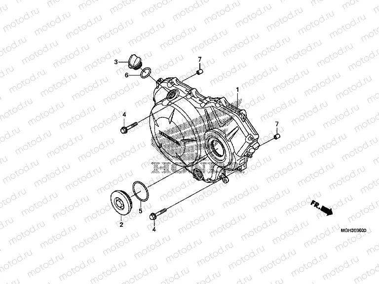 E-6 RIGHT CRANKSHAFT COVER (VFR1200X)