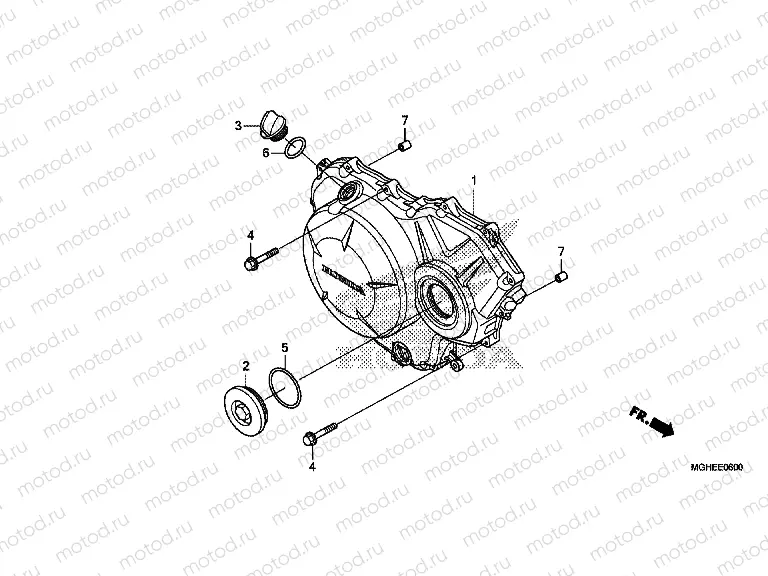 E-6 RIGHT CRANKSHAFT COVER (VFR1200X / XA / XL)
