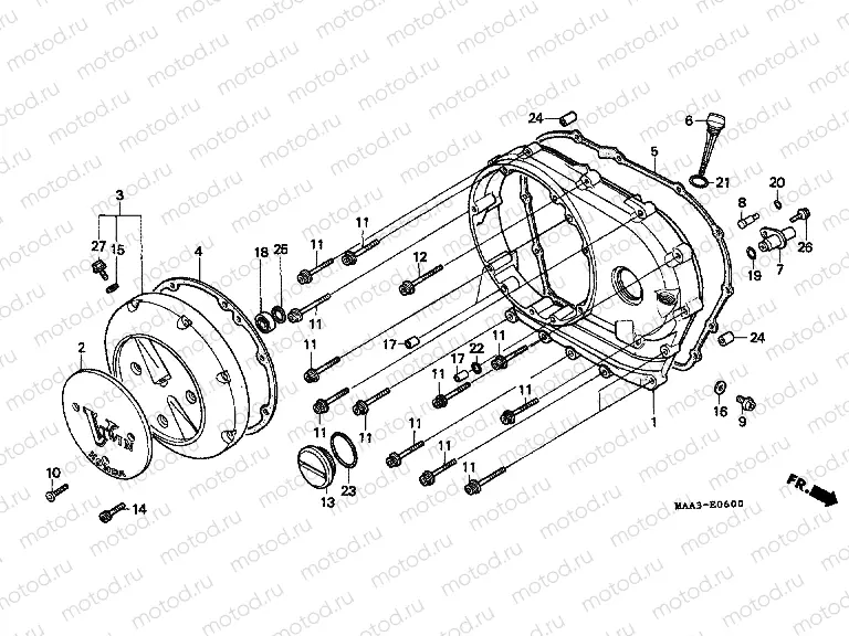 E-6 RIGHT CRANKSHAFT COVER (VT1100CS / CT)