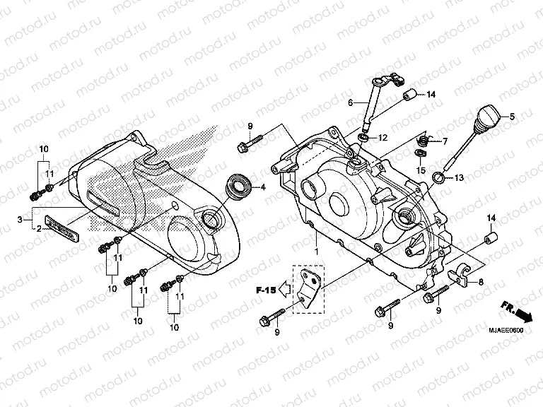 E-6 RIGHT CRANKSHAFT COVER (VT750CS / C2B / C2S / C)