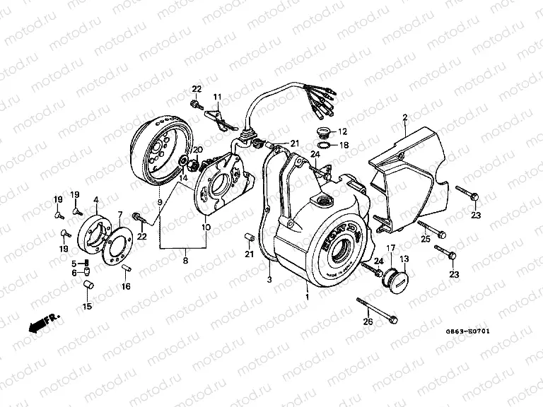 E-7-1 LEFT CRANKSHAFT COVER / GENERATOR (C90MF / MG / MN)