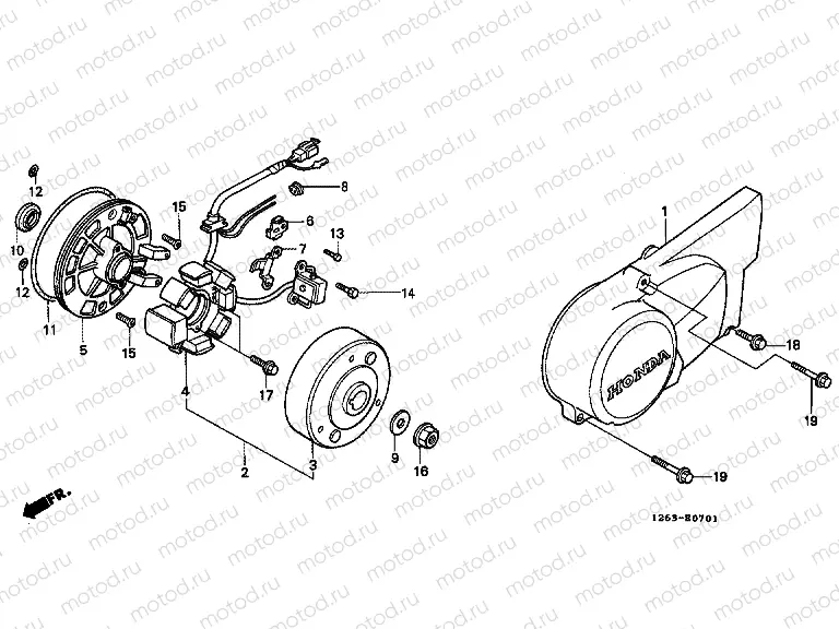 E-7-1 LEFT CRANKSHAFT COVER (ST50J / K / L / ST70L)