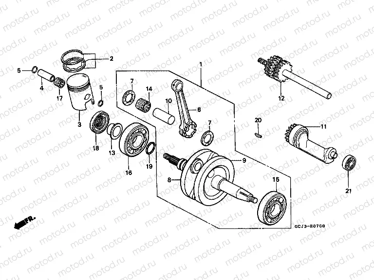 E-7 CRANKSHAFT / PISTON
