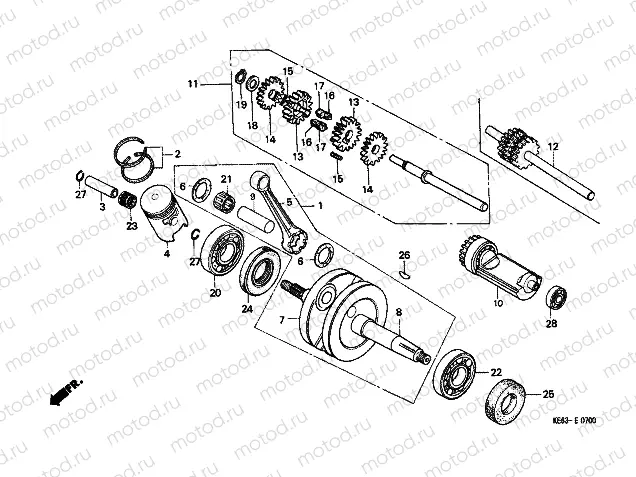 E-7 CRANKSHAFT / PISTON