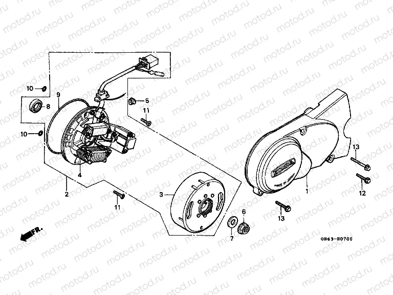 E-7 LEFT CRANKSHAFT COVER / GENERATOR (C90C / E / G / N)