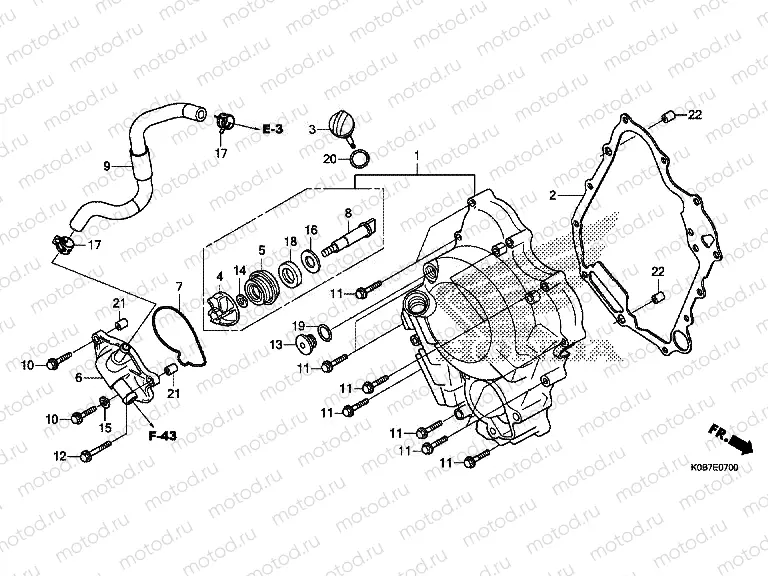 E-7 RIGHT CRANKCASE COVER / WATER PUMP