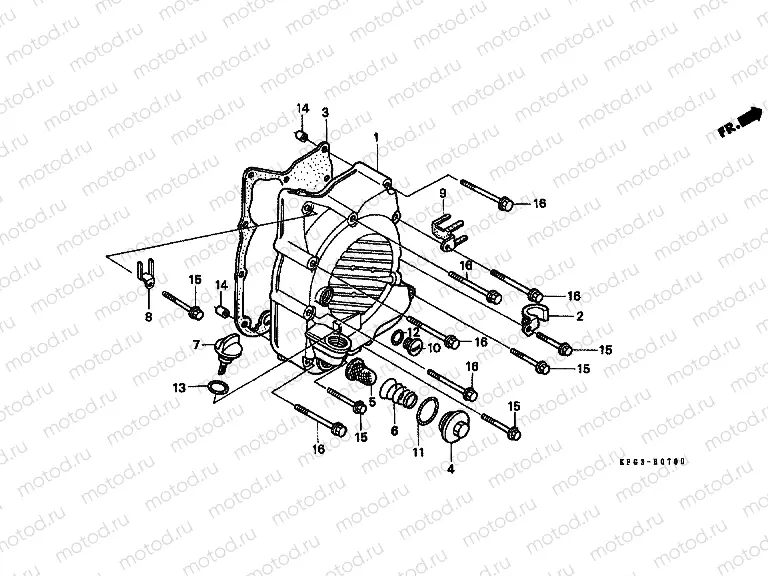 E-7 RIGHT CRANKSHAFT COVER
