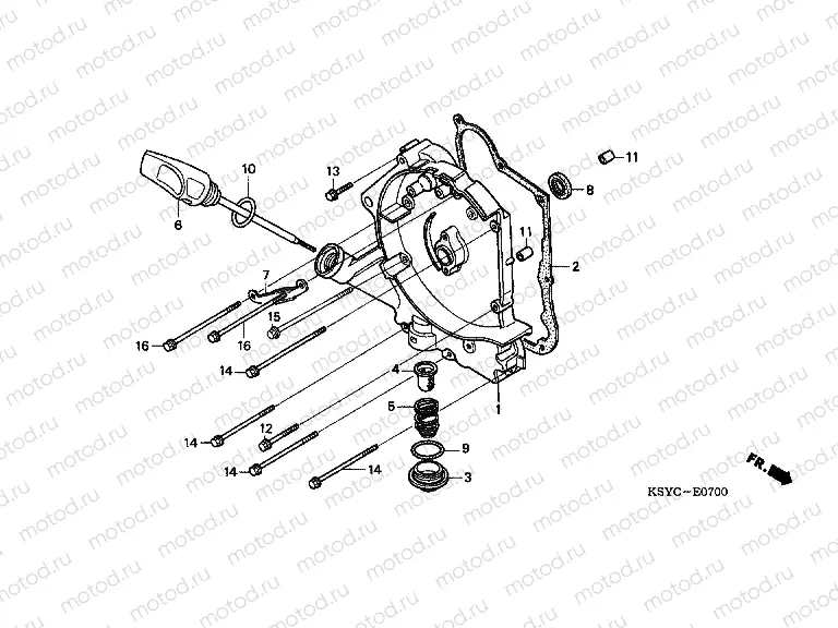 E-7 RIGHT CRANKSHAFT COVER (SC1255,6,8)