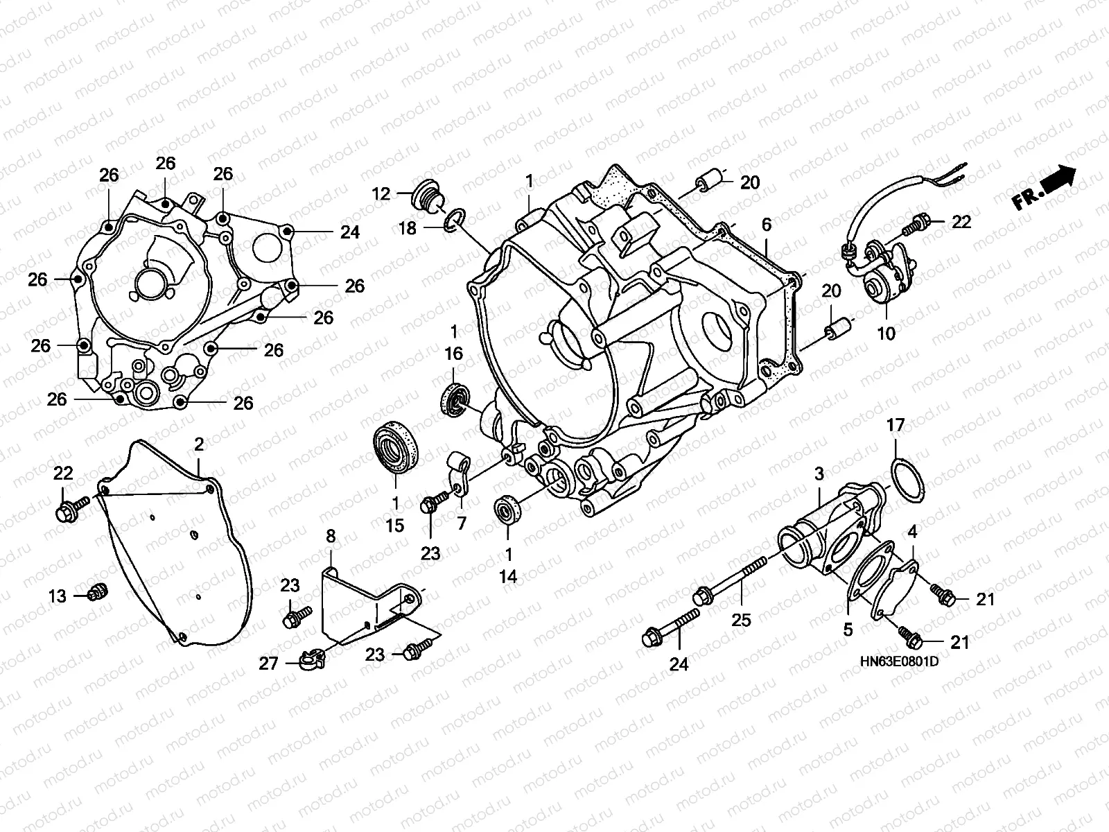 E-8-1 REAR CRANKCASE COVER (TRX250EX3 / 4/5/6/7/8)