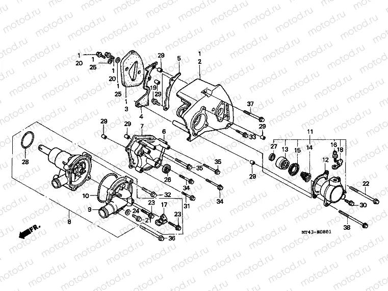 E-8-1 WATER PUMP (VFR750FR / FS / FT / FV)