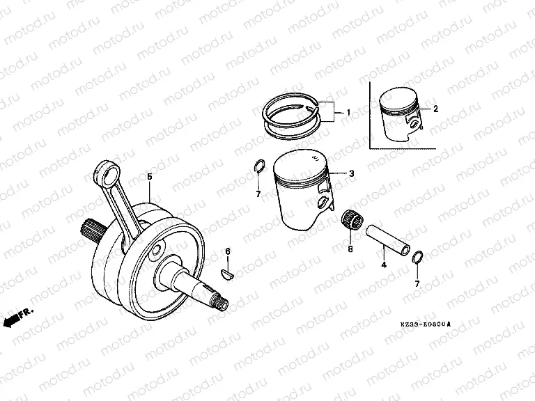 E-8 CRANKSHAFT / PISTON