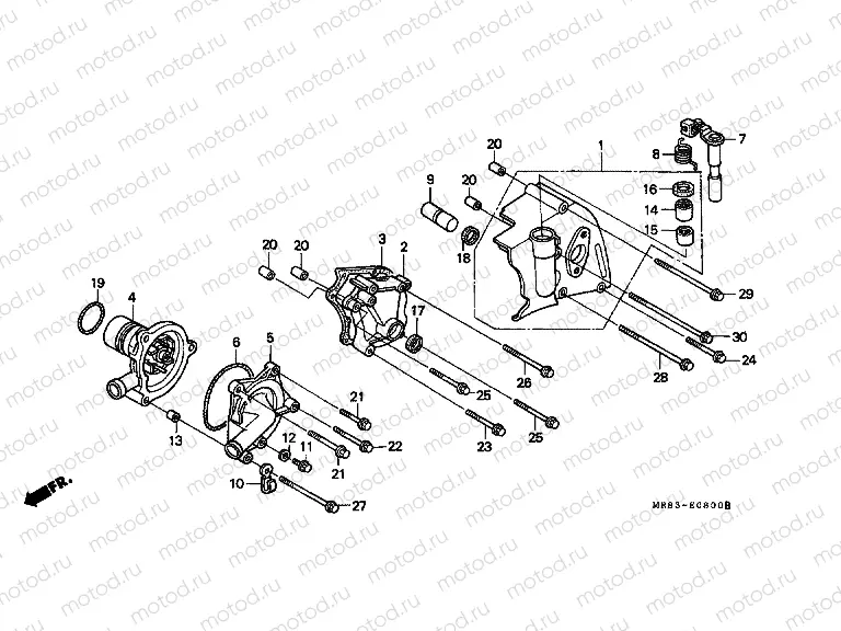 E-8 LEFT COVER / WATER PUMP