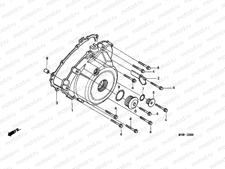 E-8 LEFT CRANKSHAFT COVER