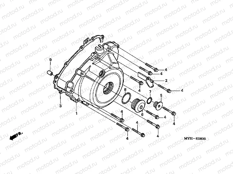 E-8 LEFT CRANKSHAFT COVER