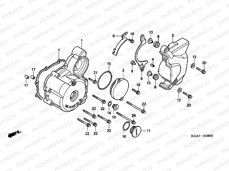E-8 LEFT CRANKSHAFT COVER