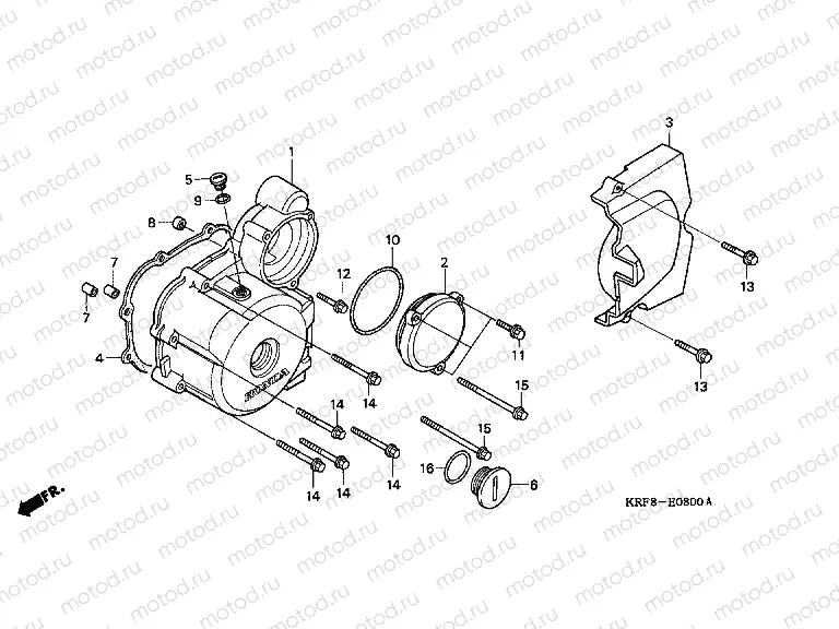 E-8 LEFT CRANKSHAFT COVER