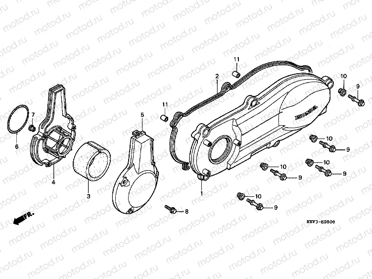 E-8 LEFT CRANKSHAFT COVER