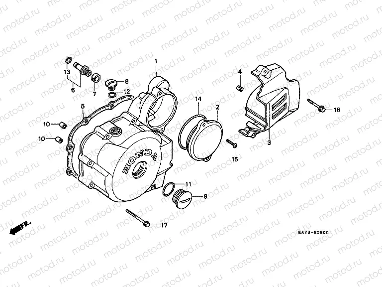 E-8 LEFT CRANKSHAFT COVER