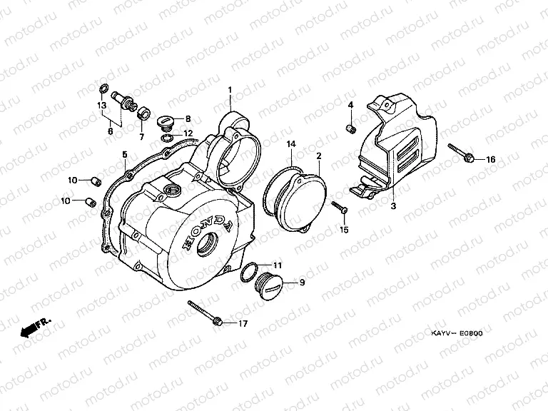 E-8 LEFT CRANKSHAFT COVER
