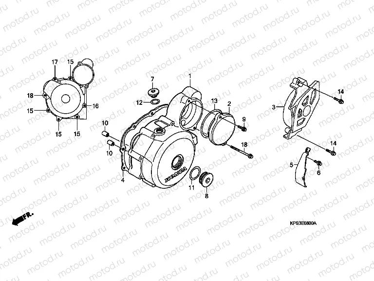 E-8 LEFT CRANKSHAFT COVER