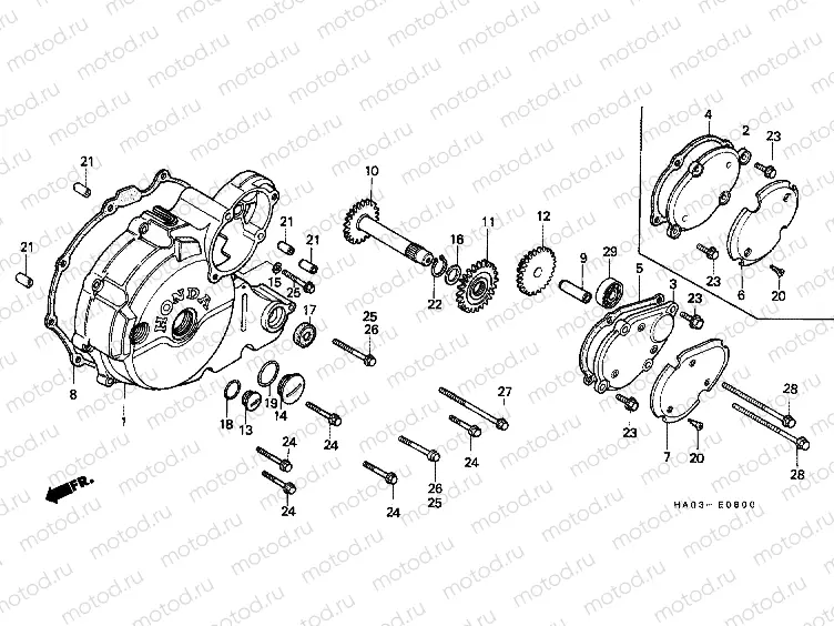E-8 LEFT CRANKSHAFT COVER