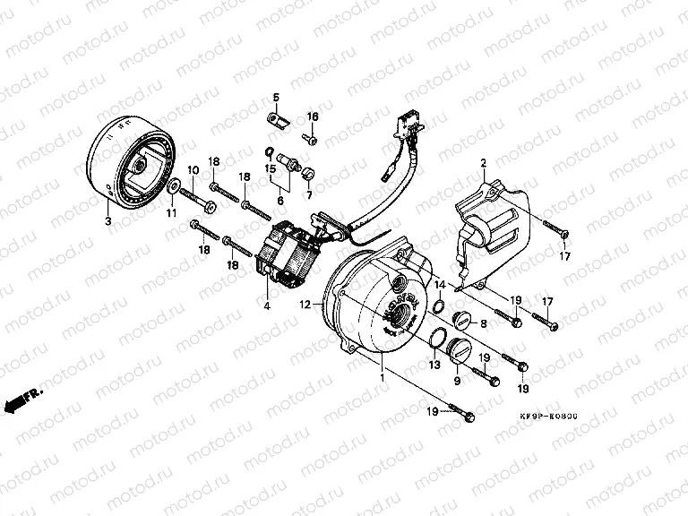 E-8 LEFT CRANKSHAFT COVER / GENERATOR