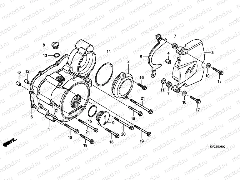 E-8 LEFT CRANKSHAFT COVER (GLH1251SH / 2SH / 3SH)