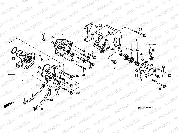 E-8 LEFT CRANKSHAFT COVER / WATER PUMP
