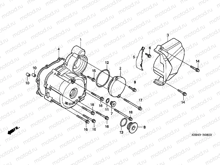 E-8 LEFT CRANKSHAFT COVER (XR125L3,4,5,6, A / ECB)