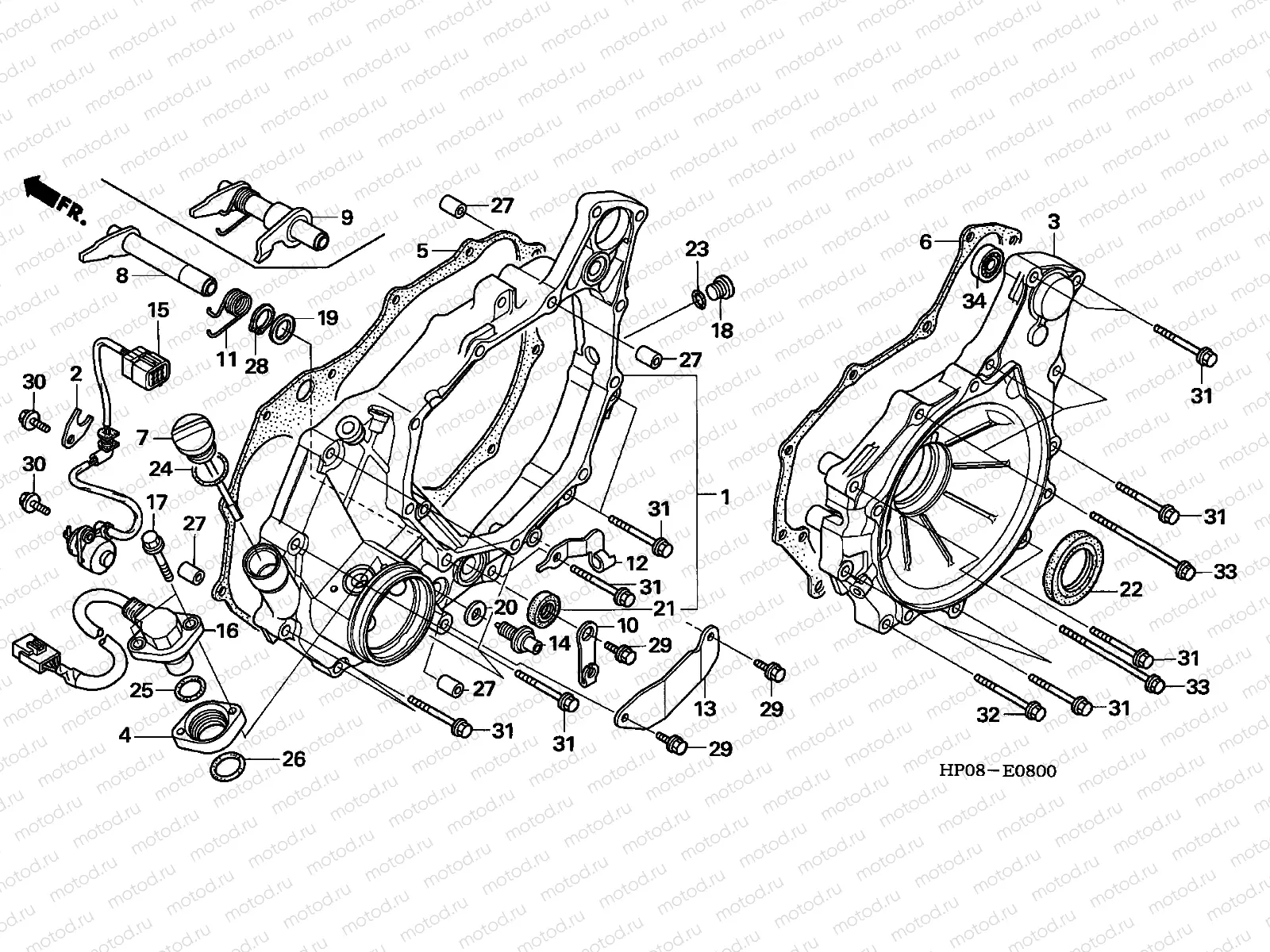 E-8 REAR CRANKCASE COVER