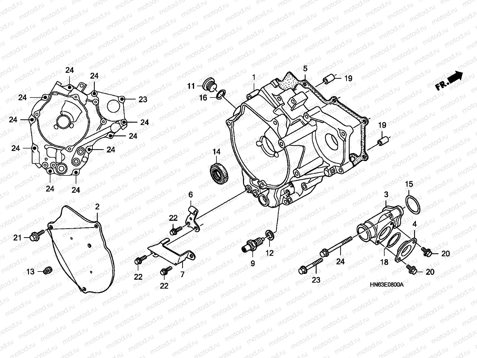 E-8 REAR CRANKCASE COVER (TRX250EX1/2)