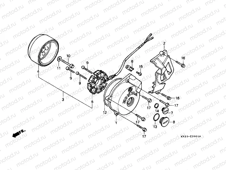 E-9-1 LEFT CRANKSHAFT COVER / GENERATOR (2)